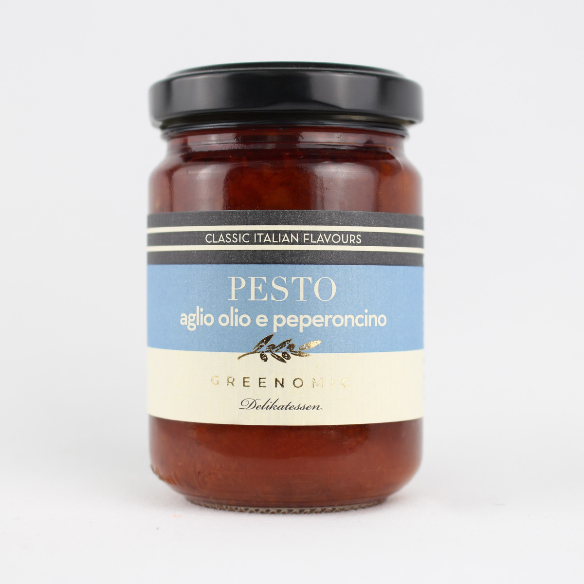 Pesto aglio olio e peperonico - Pesto mit Knoblauch & Chili Pesto aglio olio e peperonico - Pesto mit Knoblauch & Chili