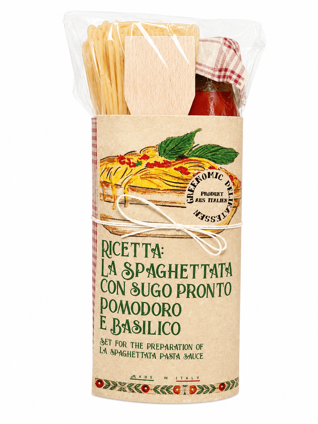 Pasta kit - La spaghettata con sugo pronto pomodoro e basilico - Spaghetti mit Tomaten-Basilikum-Sauce