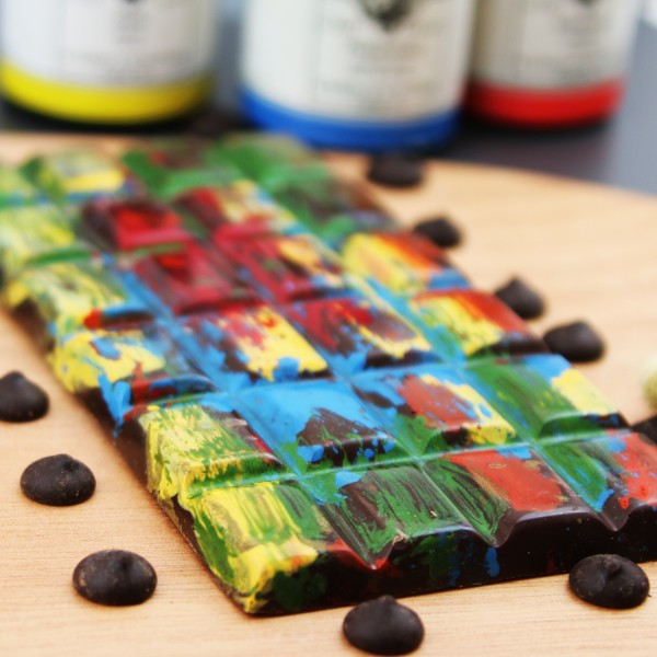 Kreativschokolade - Zartbitter Schokolade mit Pinselstrichen